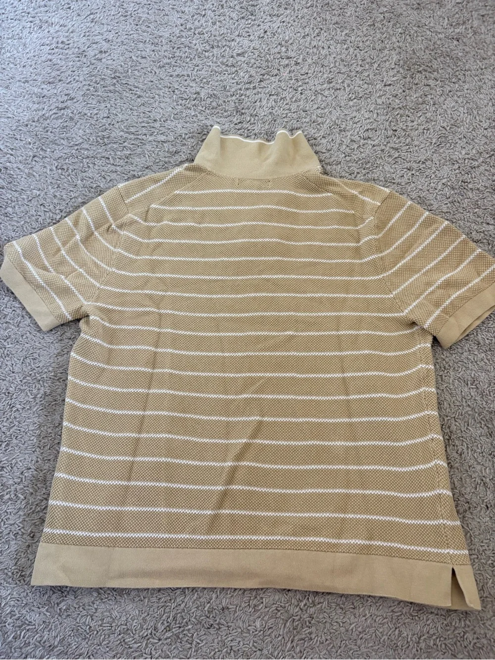 Banana Republic Beige and White Striped Polo